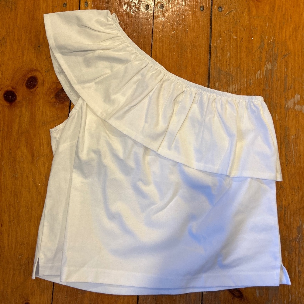 J Crew One-Shoulder Ruffle Top L